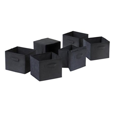 WINSOME Winsome 22611 Capri Set of 6 Foldable Fabric Baskets - Black 22611